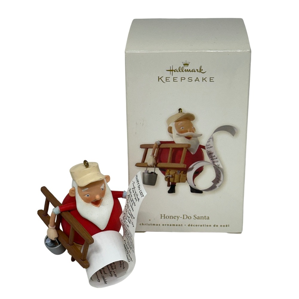 Hallmark Keepsake Honey-Do Santa Ornament Red Christmas Ladder List 2008